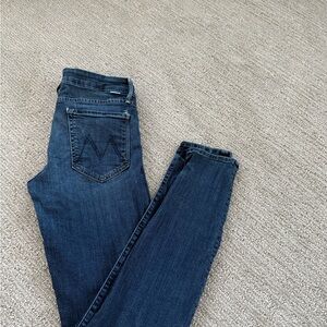 MOTHER Dark Blue Skinny Jeans - midrise